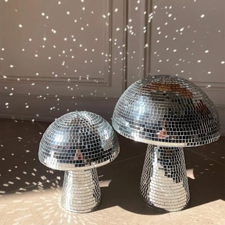 Mushroom Disco Ball, hopea heijastava sienikoristeet juhliin, huoneeseen, pöytäsisustus