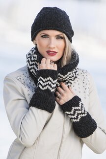 Strikkeoppskrift Tubeskjerf, lue og pulsvarmere - Viking of Norway