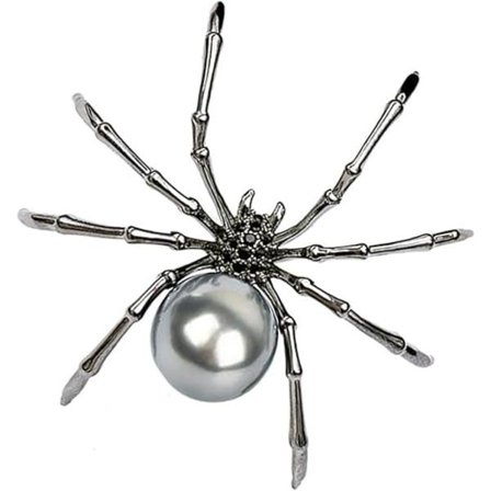 Edderkop Broche Pins til Kvinder og Mænd Hekse Smykker Halloween Pin Tilbehør (Mørk Sølv)