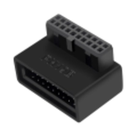 Stationær computer Bundkort USB 3.0 Tilslutningsadapter 19p 20p Vertikal Stik Nål 90° Drejet installeret Styrbøjle