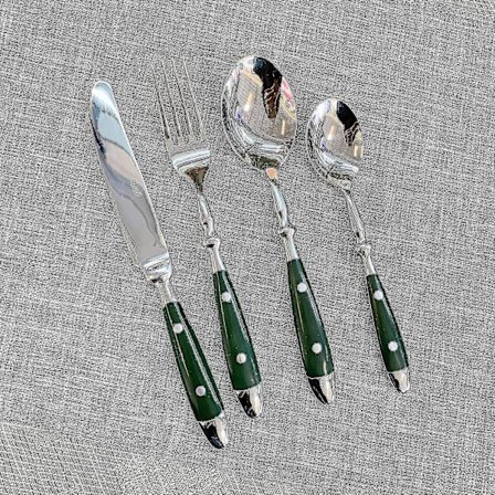 Klassisk Elegant Resin Rivets Håndtag Stil Rustfrit Stål Vestligt Bestik 4 I 1 Sæt Delikat Service Spisestel Til Hjemmet db