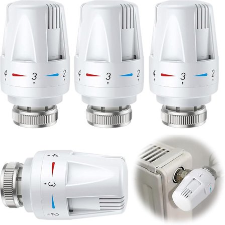 4-delt termostatisk ventilhoved radiatorventil termostatisk radiatorventil M30 radiatorventil varmeregulator termostatisk ventil M30 1.5 hvid