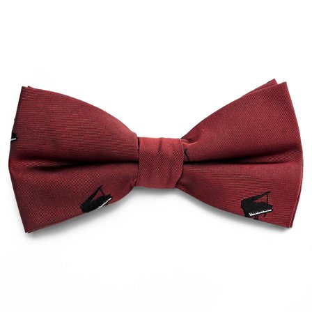 Burgundy Pre-Tied Bow Tie with Pianos for Men - Pre-tied bow ties