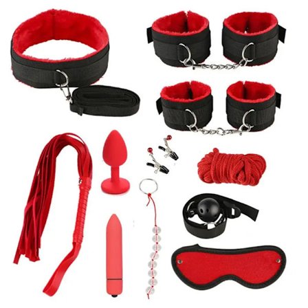Sexleksaker för kvinnor 11 st/set Plysch Handbojor Set Vuxen Sexleksaker för Par Massage Kit Kvinnor Män Cosplay med Spel