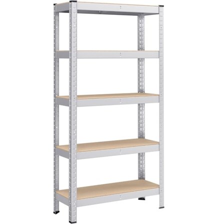 SONGMICS 5-etagers hylde, stålreol til opbevaring, 30 x 75 x 150 cm, Sølv