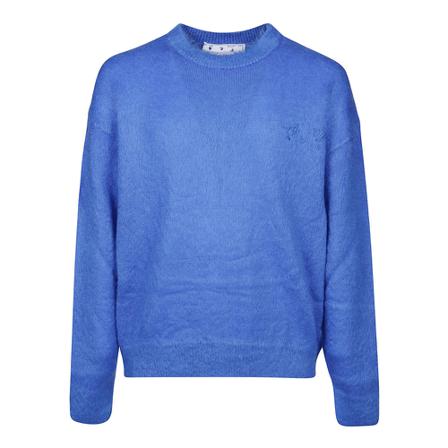 Off White, Round-neck Knitwear Blauw, Heren, Maat:M