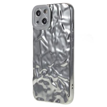 Til iPhone 15 TPU Etui Elektroplating Rynket Ujævn Telefon Cover Silver