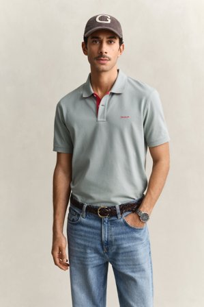 GANT Herren Kontrast Piqué Poloshirt (XXL) Grau