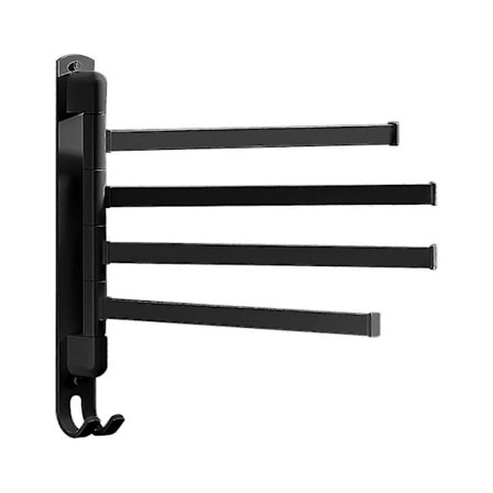 Kääntyvä pyyheteline kotiin, keittiöön, kylpyhuoneeseen, ruostumaton teräs koukulla, valkoinen, 180 astetta kääntyvä, musta, tilaa säästävä