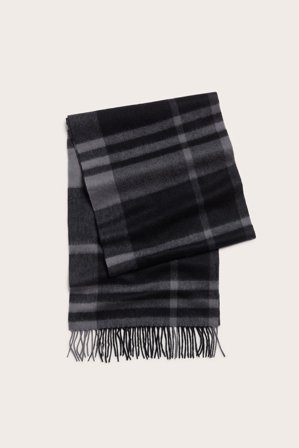 Kappahl | Szalik z wełny, w kratę | Czarne
