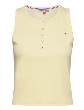Tjw Essential Button Rib Tank T-shirts & Tops Sleeveless Gul Tommy Jeans*Betinget Tilbud