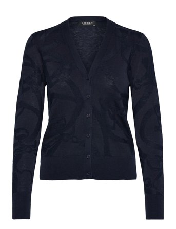 Lauren Ralph Lauren Belting-Motif V-Neck Cardigan - Black - M