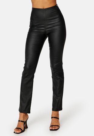BUBBLEROOM Alicia coated straight leg trousers Black Klær
