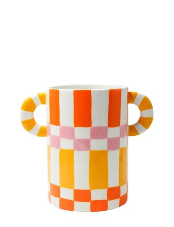 Que Rico Vase - Ricardo - Squares & Stripes - Multi/patterned - 19.5 CM