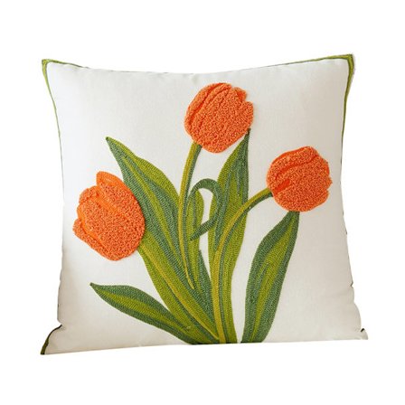 Tulip Flower Brodery Soffa Kudde Slängkudde