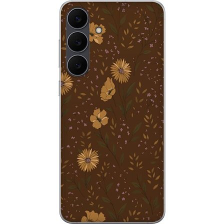 Kompatibelt Mobilskal till Samsung Samsung Galaxy S25 FE Bruna blommor retro blommönster blommig design 70-tals vintagestil mönster bohemisk tapetin