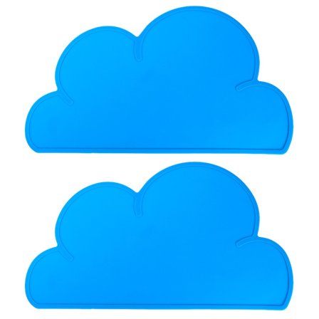 2 stk. børnebordstabletter i silikone med skyform Vandafvisende varmeisolerende madplade bordstabletter Blå