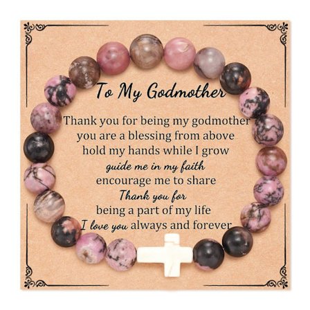 Kristne gaver til kvinder og mænd, helbredende naturstens korsperler elastisk armbånd, religiøse korsperler elastisk armbånd inspirerende gave