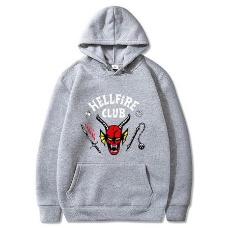 Stranger Things 4 Hellfire Club Hettegenser Sweatshirt Topp W lys grå