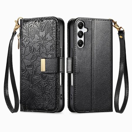 SAM S25 Plus/S24 Plus, flip-deksel, kort lanyard-deksel (svart)