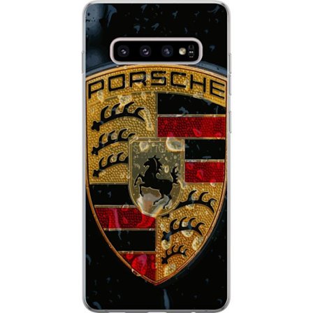 Kompatibelt Mobilskal till Samsung Samsung Galaxy S10+ Porsche logotyp affisch lyxbilsmärke vapen skåpbilsemblem Stuttgart klassisk retrodesign bilk