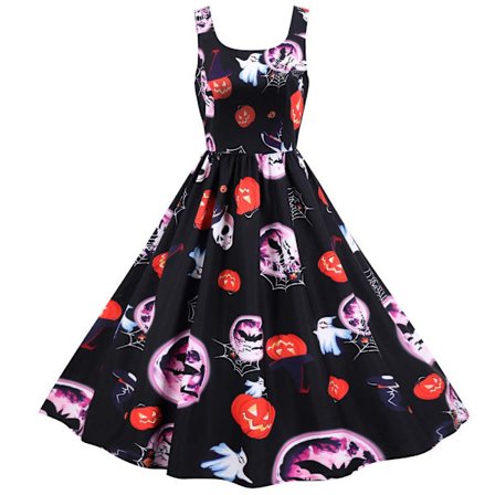 Lady leeveless Halloween estklänning Rockabilly wing Dress