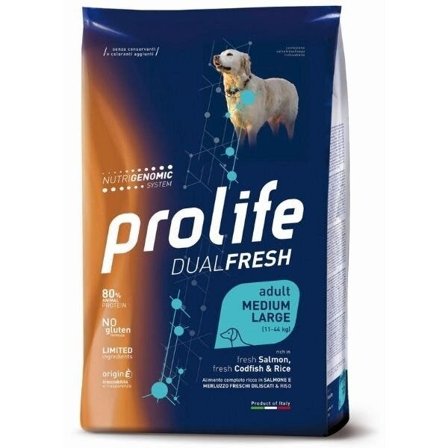 Prolife Dog Dual Fresh Adult Medium/Large Salmon Codfish & Rice