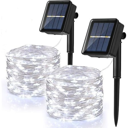 [2-pack] Solar String Lights Outdoor, 100 LED Solar String Lights