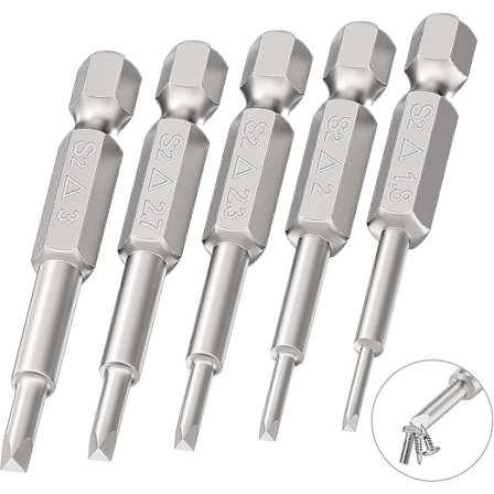 5 st Magnetiska Triangelbits 1/4 tum Triangelskruvmejselbits Hex Skaft Huvud S2 Stål Triangel