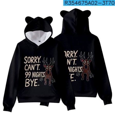 99 Nights in the Forest Katteøre Hættetrøje | Sød Trykt Sweatshirt til Børn & Voksne | Spil-Tematisk Tøj*J model*130 J model 130