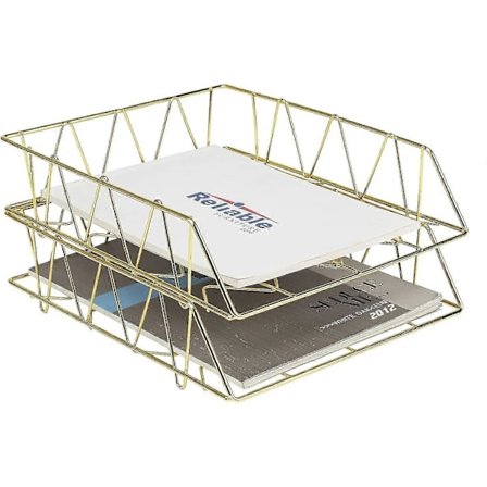 Stabelbar brevbakke, 2-lags metal papirbakke til skrivebord, holdbar skrivebordsorganisator