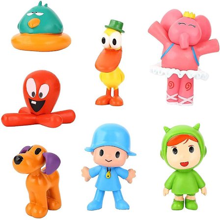 7 stk Pocoyo actionfigurer, Pocoyo Zinkia mini figurer lekesett, ideelt for julestrømper, påskeegg, samleobjekter, festfavoritter [LGL]