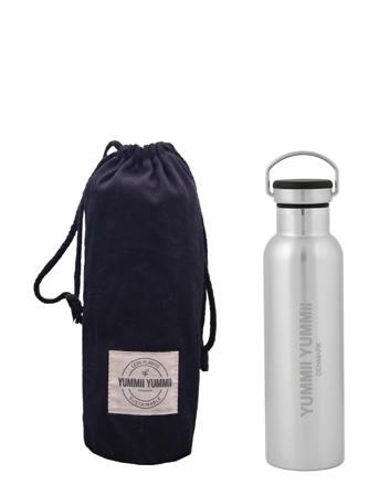 Thermo Bottle - Black Bamboo Lid Silver Yummii Yummii