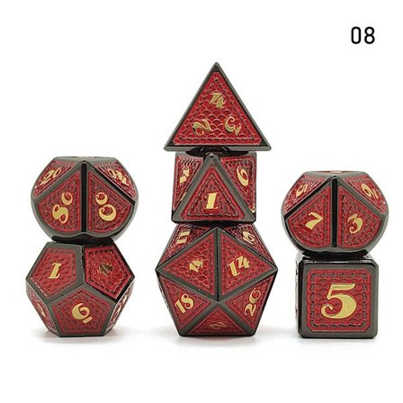 7 st/ set DND metalltärningar polyedriska tärningar 08 08
