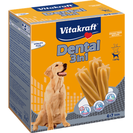 Vitakraft - Dental Care 3 i 1 Dog 28-pakning - Hund - Hundegodbiter & tyggebein - Dental tyggebein & tanntyggebein - ZOO.no