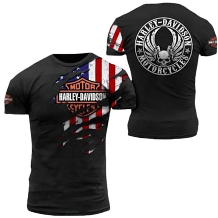 T-skjorte kompatibel med Harley Davidson motorsykkel, herre, sommer, hverdagslig, kortarmet C XL