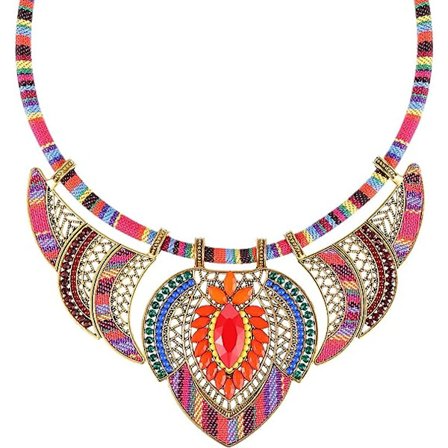 Färgglad Festival Etnisk Choker Halsband Boho Pärlor Bib Halsband