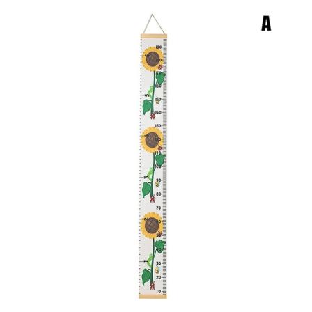 Trävägg hängande höjdmät linjal för barn med tecknat print Canvas tillväxtdiagram dekorativa