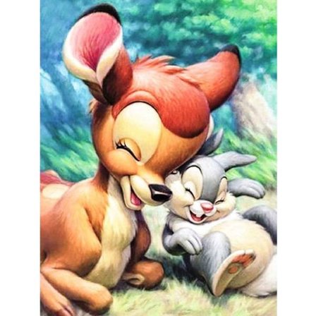 (30x40cm) Diamantmaleri 5D Gode venner Fawn og kanin Diamantmalerier Rhinestone Broderi Korssting