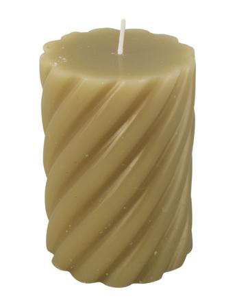 Pillar Candle Swirl Medium 49H Home Decoration Candles Block Candles Vihreä Present Time