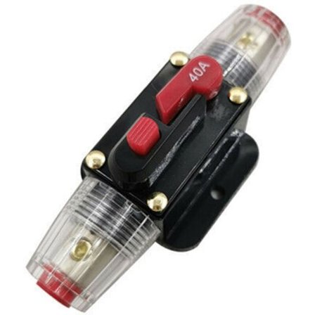 40A Strømafbryder, 12V-24V DC Inline Sikringsholder, Manuel Nulstillingsafbryder Bilstereo Sikring, Inline Sikringsblok Lydsystembeskyttelse (40A)