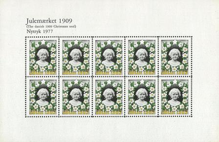 Danmark 1977 - Julemærkeark 1909 - Nytryk - Postfrisk