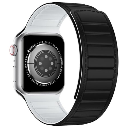 Apple Watch Series 8 (45 mm) / Watch Ultra dubbelfärgat silikonarmband - Svart / Vit
