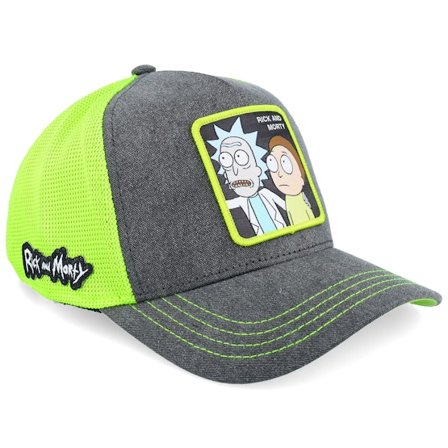 Capslab - Rick & Morty Black/Green A-Frame Trucker Trucker Grey Cap - @ Hatstore
