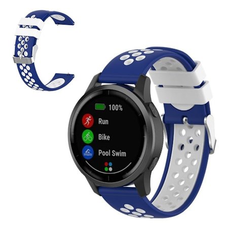 Bi-color silicone watch band for Samsung watch - Blue / White