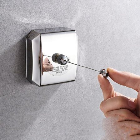 Rostfritt stål 304, infällbar, badrumstork osynlig väggmonterad klädhängare 2,8 m - 20 kg nylonrep