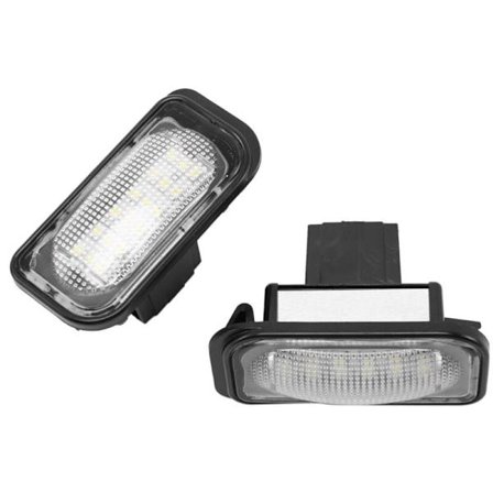 2 dele hvid LED nummerpladelys til W203 4D bil 2001-2007