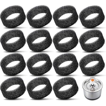 16 stk kjæledyrfonteneskumfilter, svart filter, rund svamp