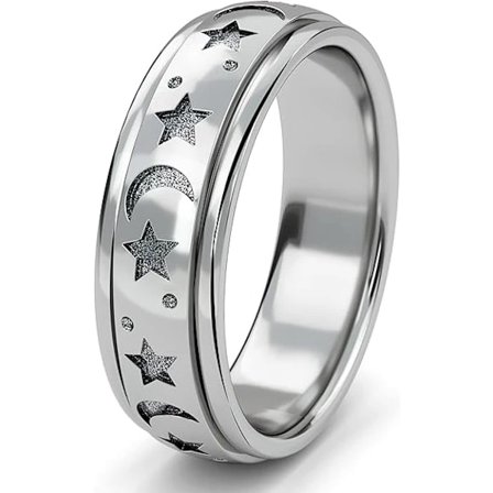 Sølv Stress Relief Ring - Unisex Roterende Ring - 360° Roterende Ring for å Lindre Stress og Angst