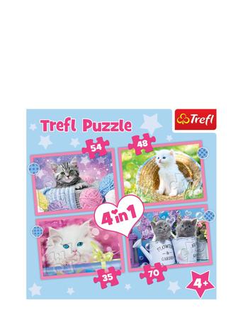 Trefl 4 I 1 35+48+54+70 Bit Fun Cats Toys Puzzles And Games Puzzles Classic Puzzles Multi/patterned Trefl